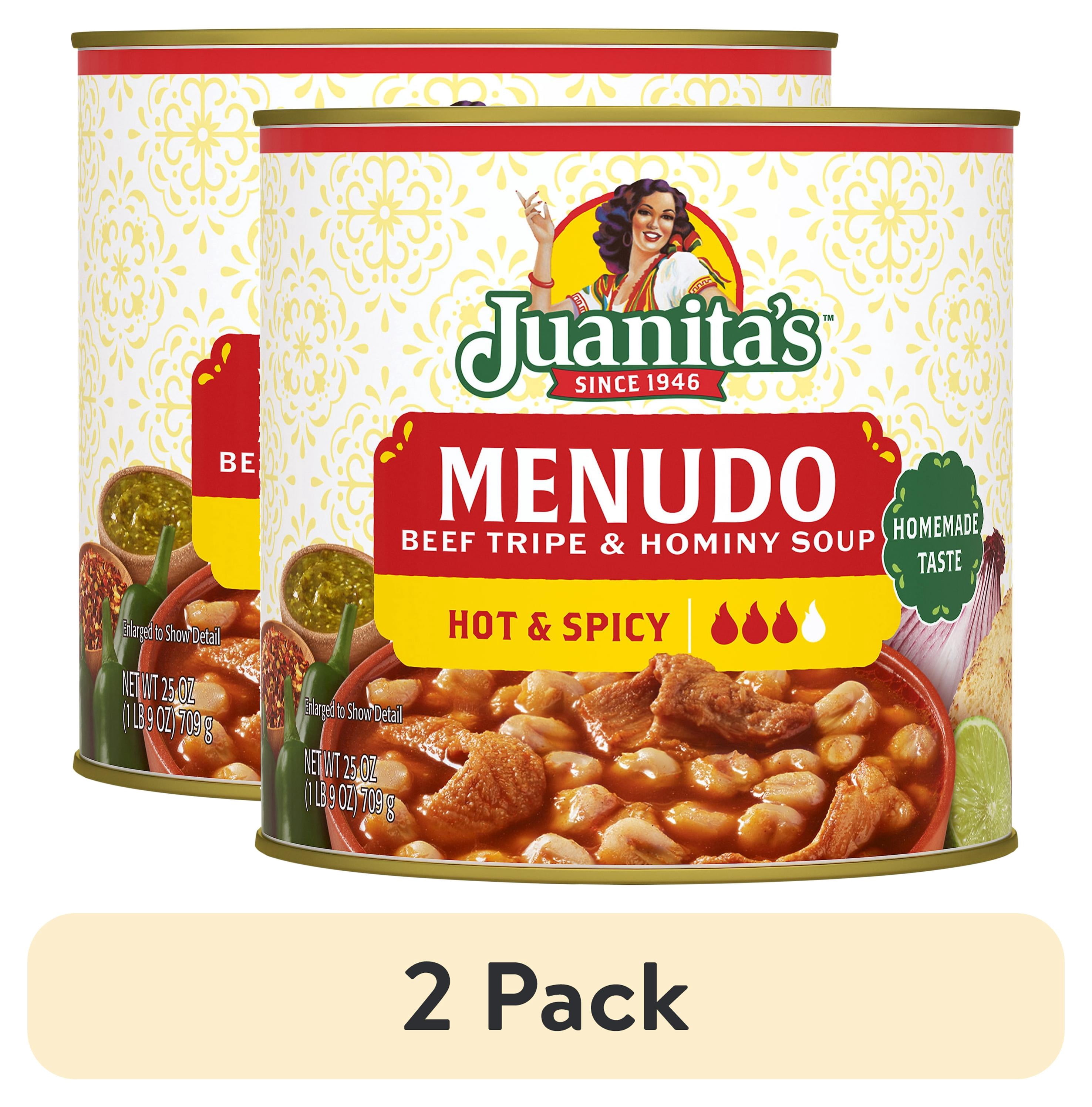 (2 pack) Juanita’s Foods Ready to Serve Hot & Spicy Menudo Soup, 25 oz Can