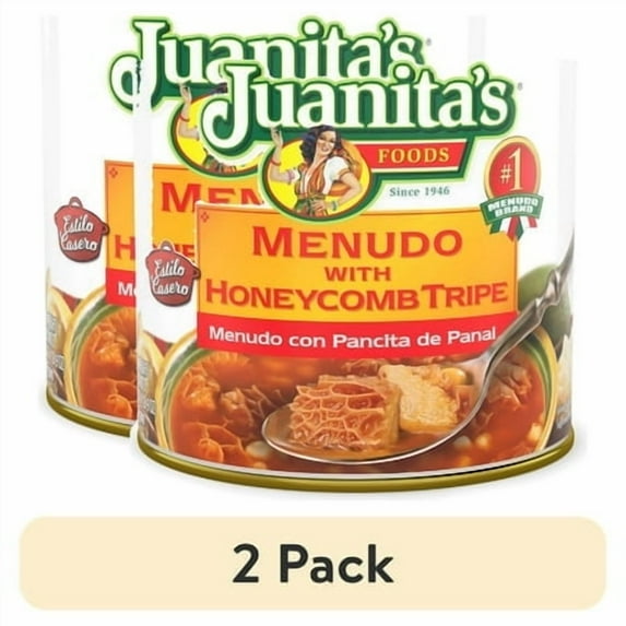 (2 pack) Juanita’s Foods Ready to Serve Menudo with Honeycomb Tripe Soup, 25 oz Can