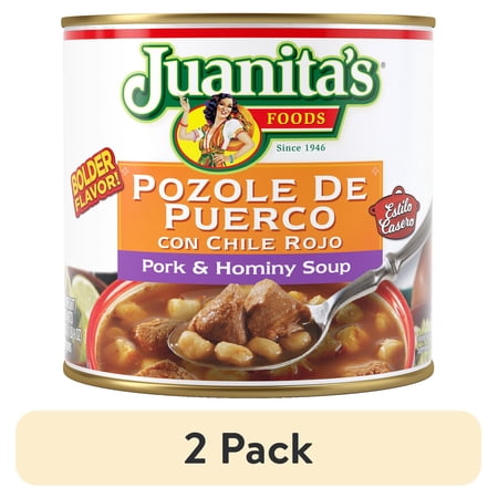 (2 pack) Juanita’s Foods Ready to Serve Pork Pozole with Red Chile Soup, 25 oz Can