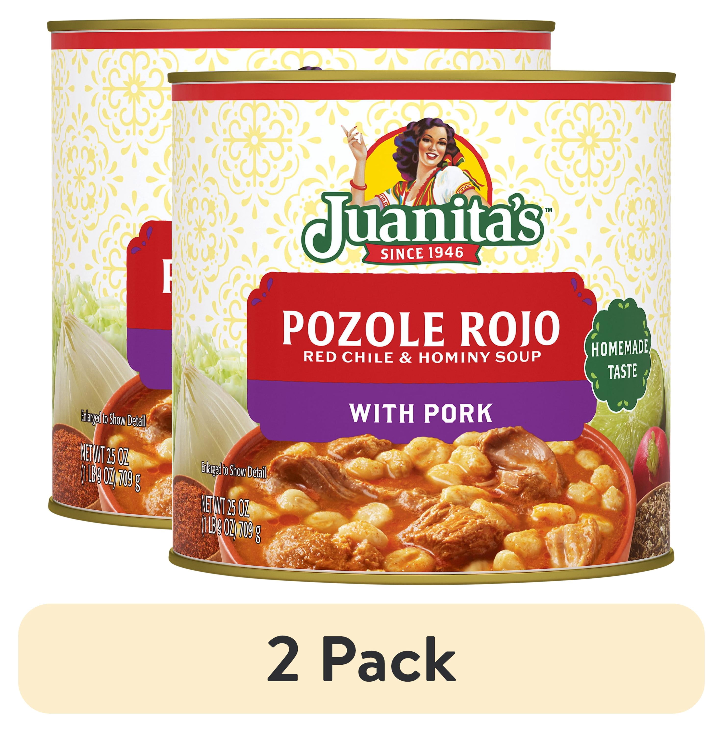 (2 pack) Juanita’s Foods Ready to Serve Pork Pozole with Red Chile Soup, 25 oz Can