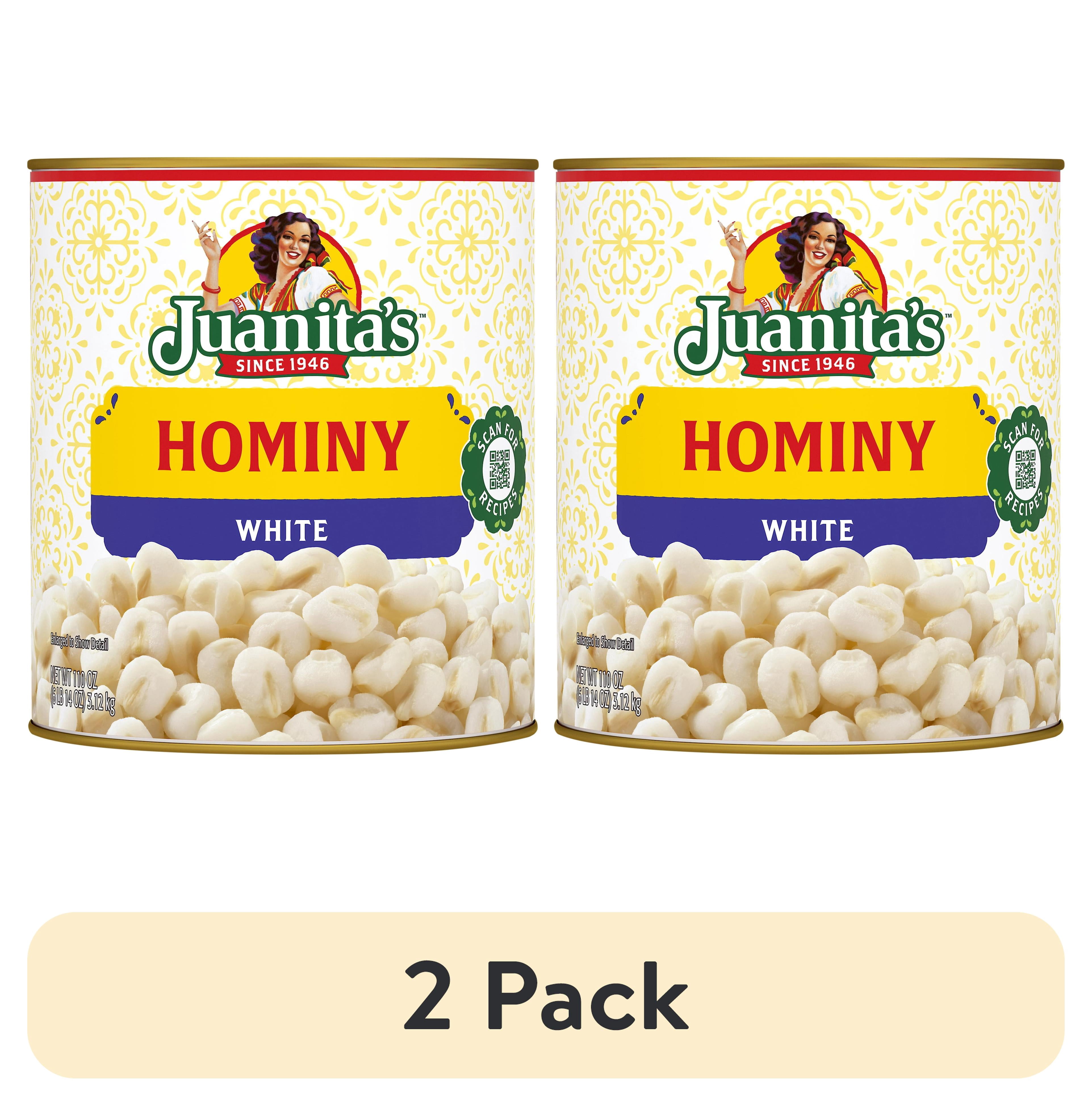 (2 pack) Juanita’s Foods White Hominy, 110 oz, Can