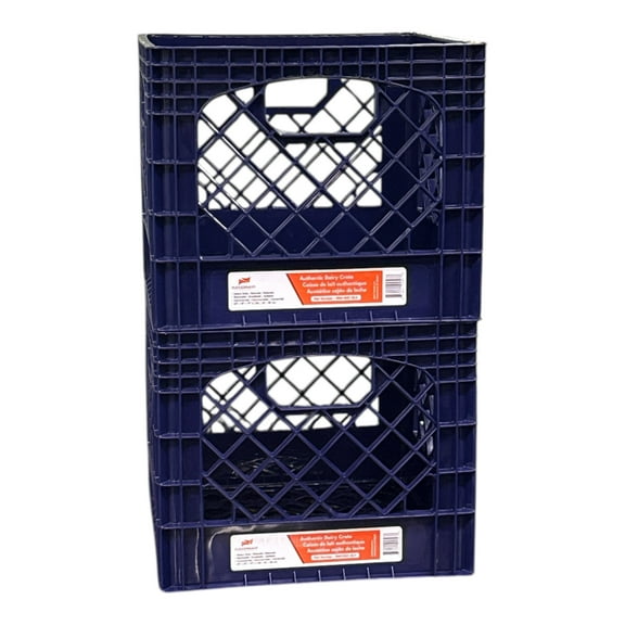 (2 pack) Juggernaut Storage 16QT Heavy-Duty Plastic Square Milk Crate Purple