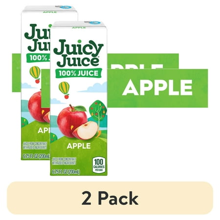(2 pack) Juicy Juice 100% Juice, Apple Juice, 8 Count, 6.75 fl oz Juice Boxes