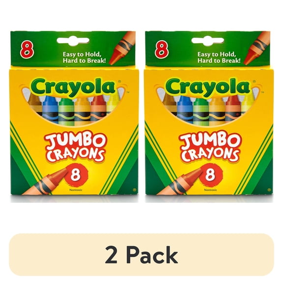 (2 pack) Jumbo Crayola Crayons, Jumbo Size, 0.56" x 5", 8 Assorted Colors, 8/Box