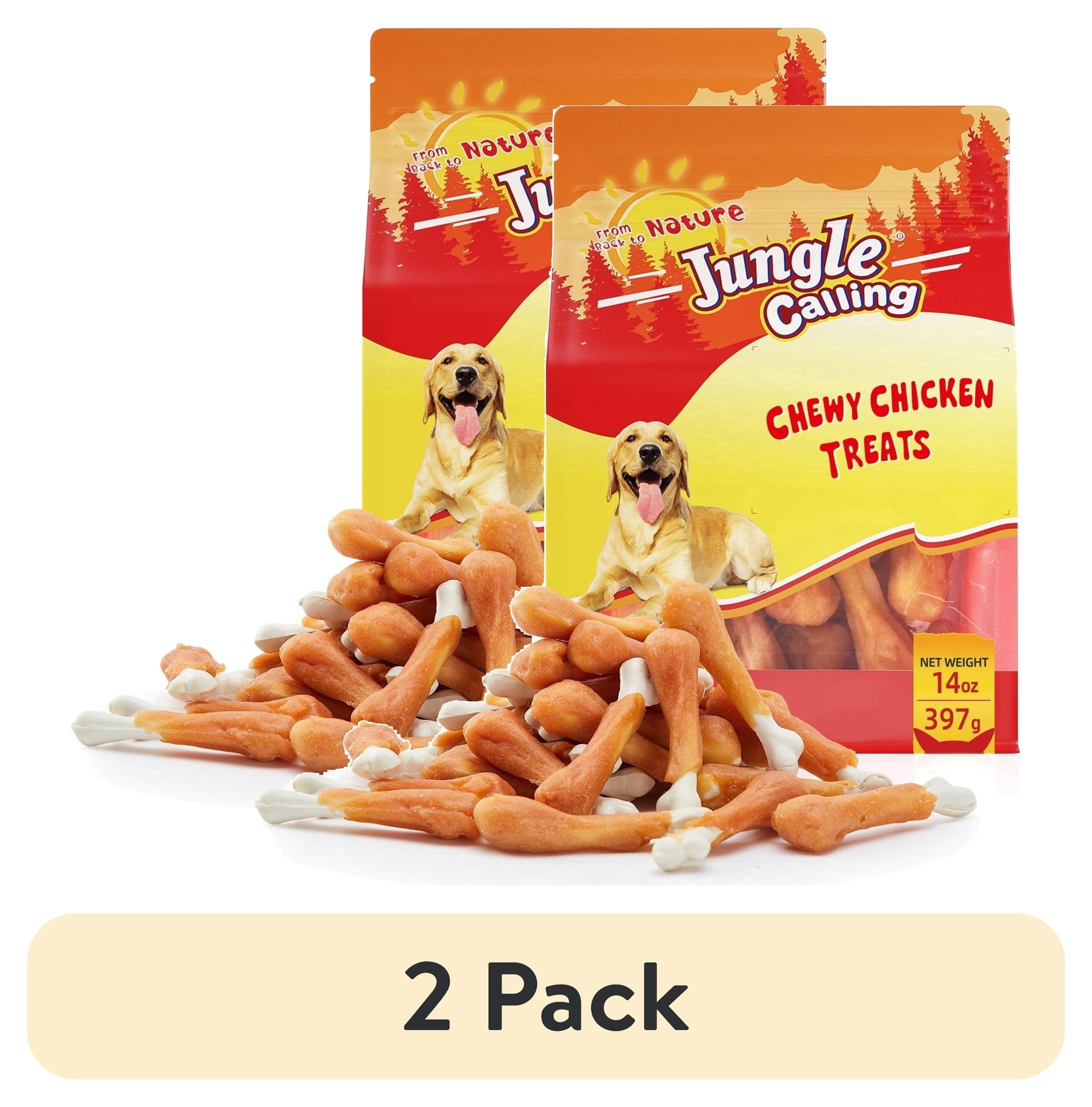 (2 pack) Jungle Calling Chicken Calcium Bone Dog Treats, 14-oz bag