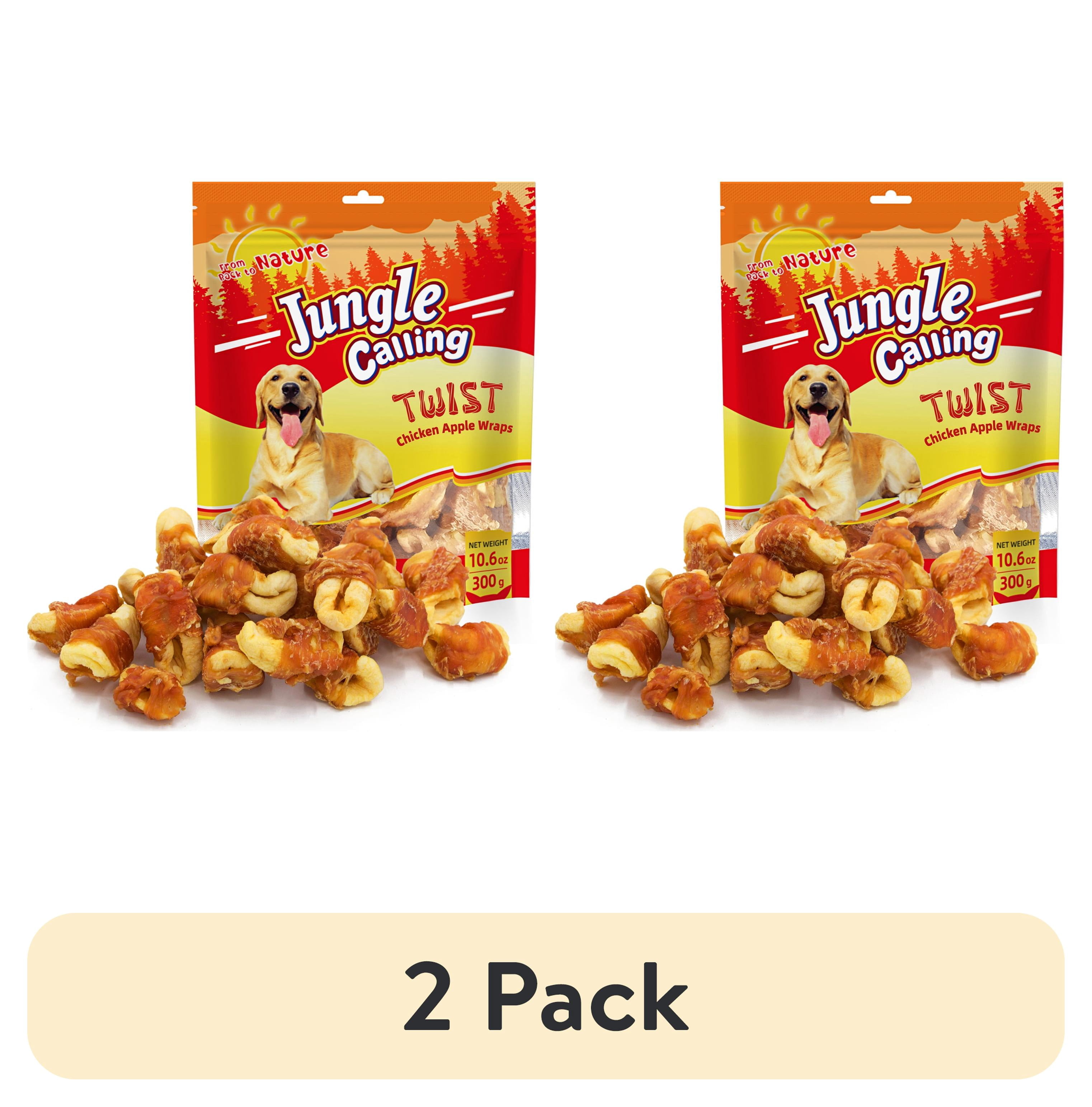 (2 pack) Jungle Calling Dog Treats, Skinless Chicken Wrapped Apple Treats,Gluten and Grain Free,Chewy