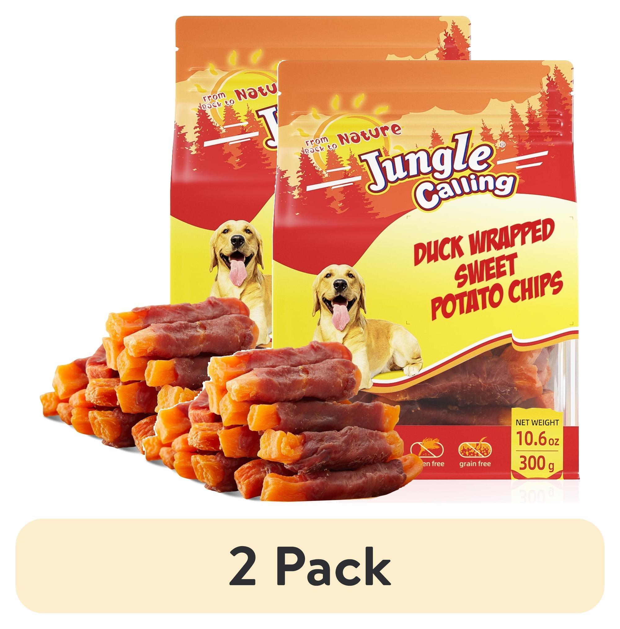 (2 pack) Jungle Calling Duck & Sweet Potato Dog Treats, Healthy Nutritious Snacks Chewy for All Dogs, 10.6 oz