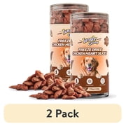 2 pack Jungle Calling Freeze Dried Chicken Hearts Halves for Cats and Dogs, 7.76 oz Jar