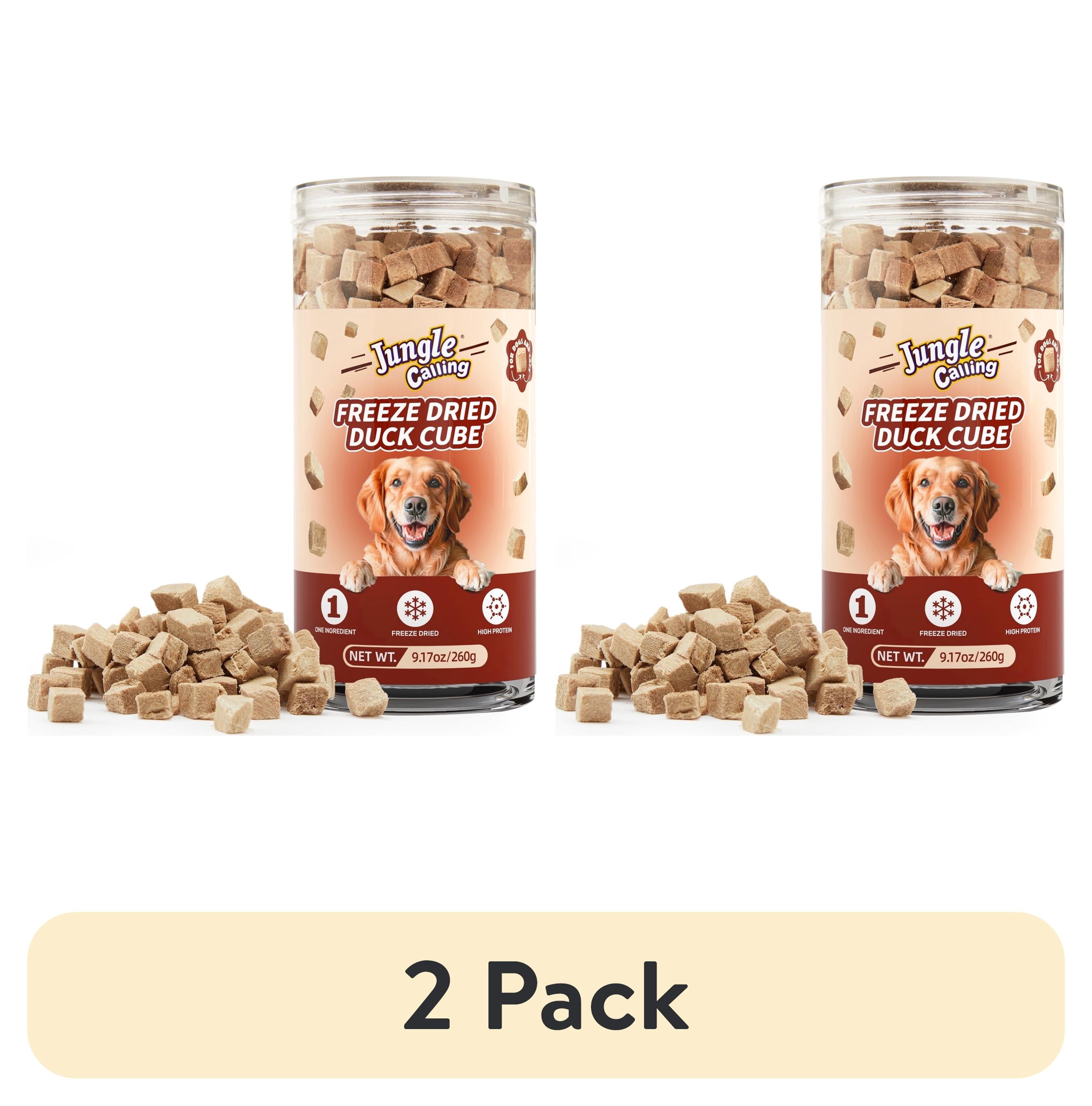 (2 pack) Jungle Calling Freeze Dried Dog & Cat Treats, Single Ingredient Duck Treats for Cats Dogs,9.17 oz