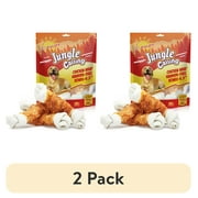 (2 pack) Jungle Calling Rawhide Free Chicken Wrapped Chew Dog Bones for Medium Large Dogs Training Treats