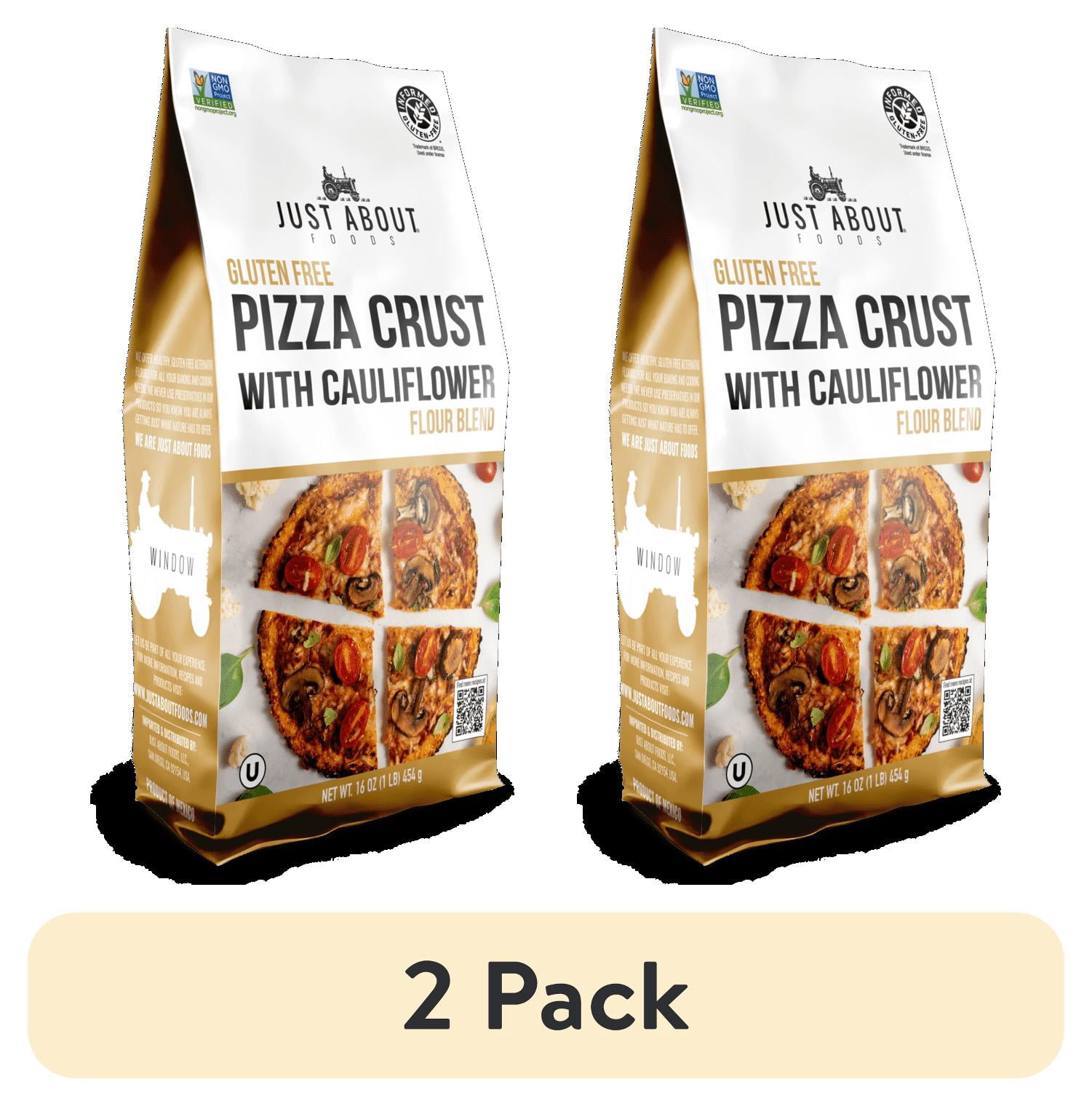 (2 pack) Just About Foods, Pizza Crust with Cauliflower Flour Blend, Gluten Free, 1 lb. Bag