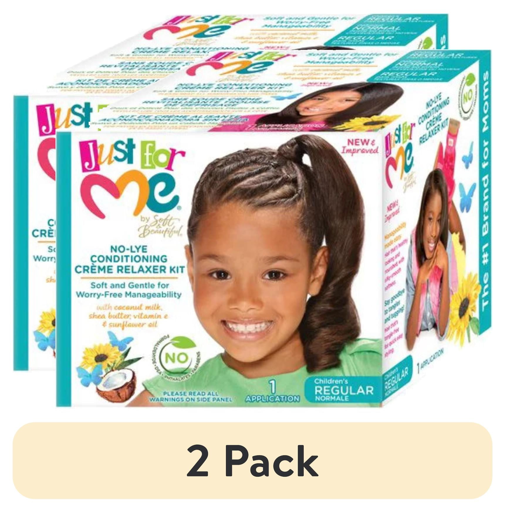 (2 pack) Just For Me No-Lye Conditioning  Créme Relaxer Kit, Curly, Child