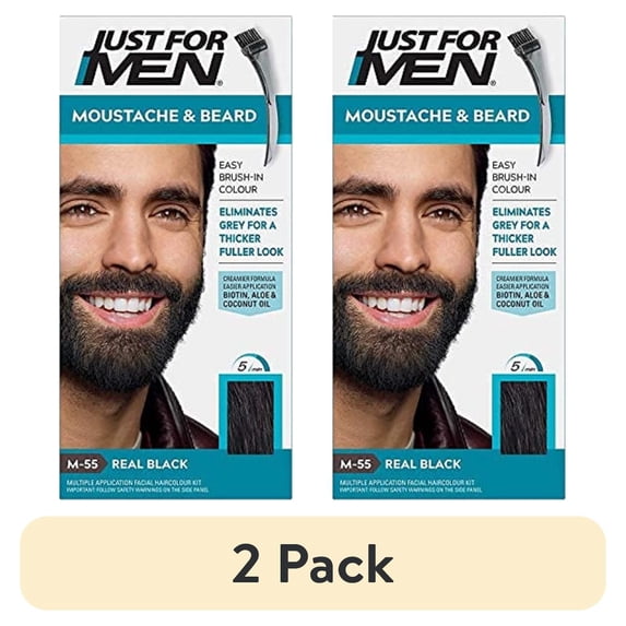 (2 pack) Just For Men Color Gel Mustache & Beard M-55 Real Black, 1 Count