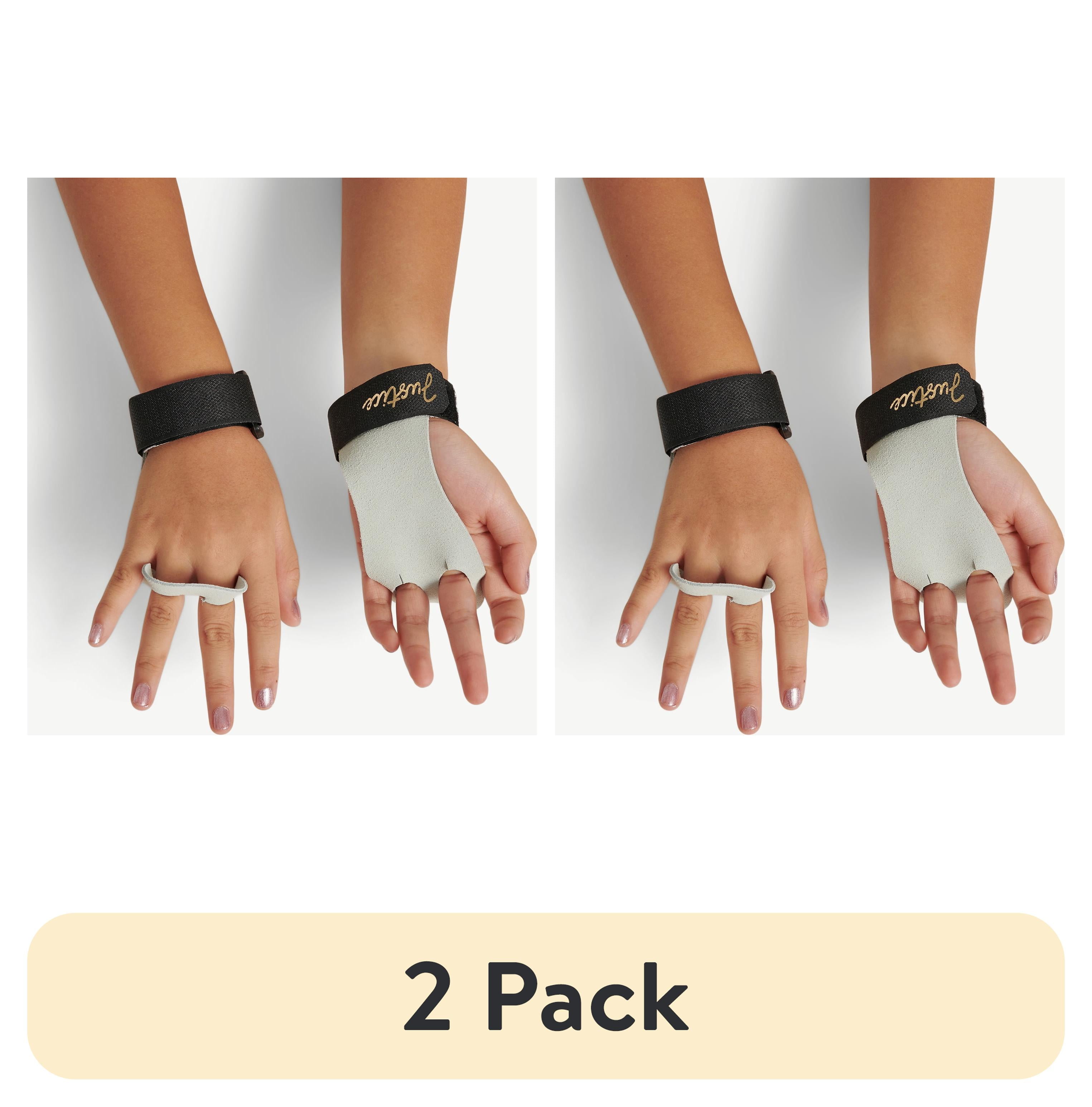 (2 pack) Justice Girls Gymnastics Grips with Adjustable Wrist Strap, Sizes S-L