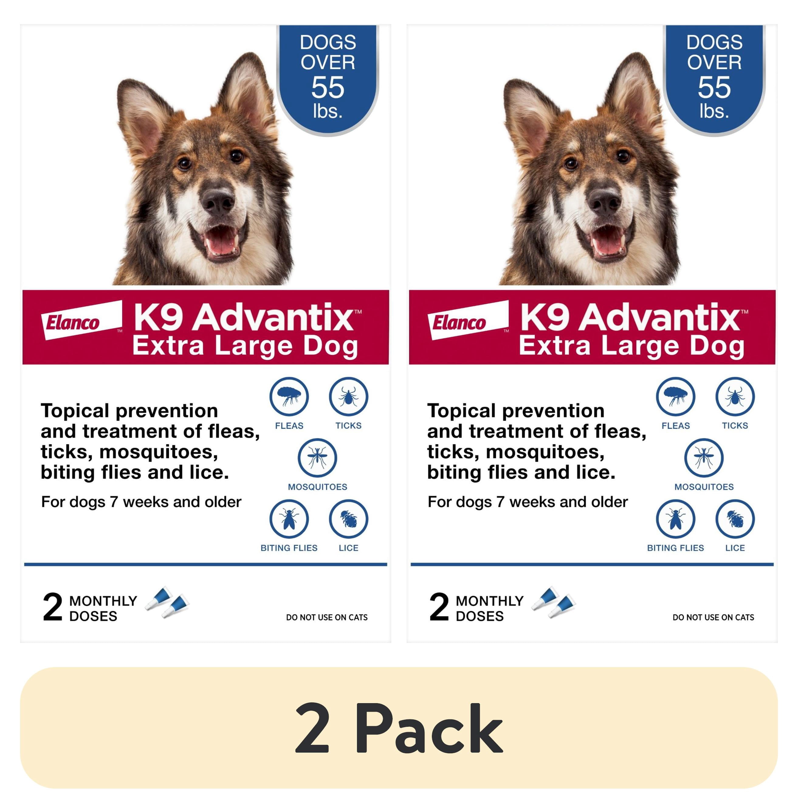 (2 pack) K9 Advantix Flea, Tick & Mosquito Prevention for Extra Large Dogs Over 55 lbs., 2-Monthly Treatments