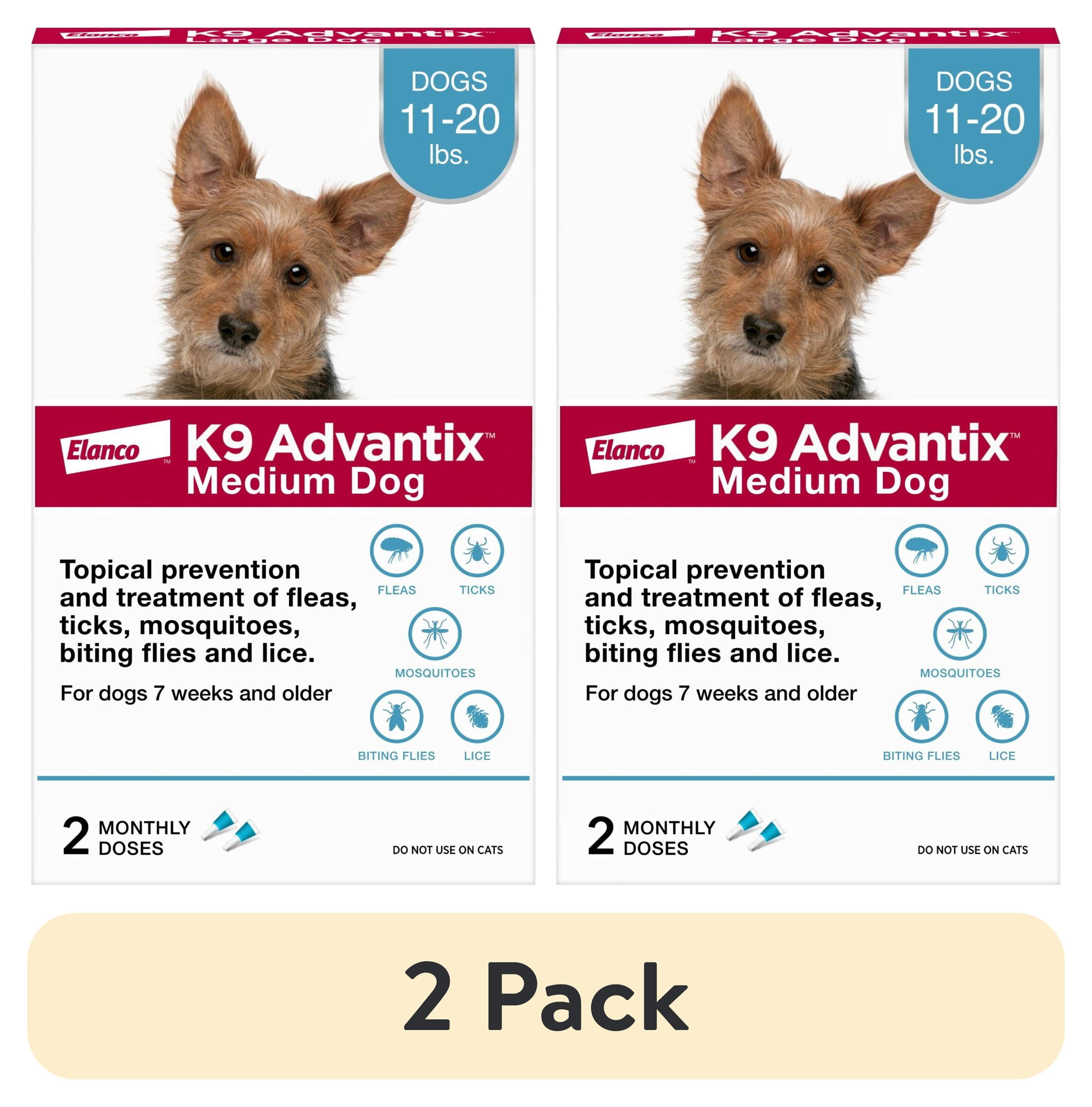 (2 pack) K9 Advantix Flea, Tick & Mosquito Prevention for Medium Dogs 11-20 lbs., 2-Monthly Treatments