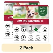 2 pack K9 Advantix II Monthly Flea & Tick Prevention for Small Dogs 4-10 lbs, 1-Monthly Treatment