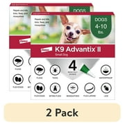 (2 pack) K9 Advantix II Monthly Flea & Tick Prevention for Small Dogs 4-10 lbs, 4-Monthly Treatment