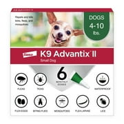 2 pack K9 Advantix II Monthly Flea & Tick Prevention for Small Dogs 4-10 lbs, 6-Monthly Treatment