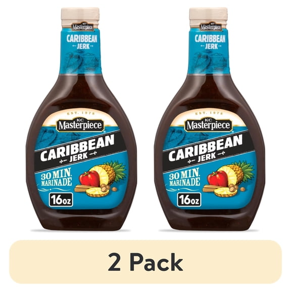 (2 pack) KC Masterpiece Caribbean Jerk Marinade, 16 fl oz Bottle