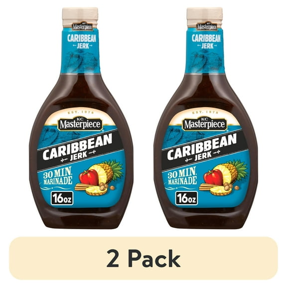 (2 pack) KC Masterpiece Caribbean Jerk Marinade, 16 fl oz Bottle