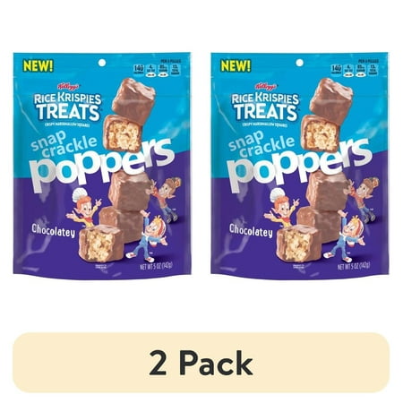 (2 pack) Kellogs 9029536 5 oz Bagged Rice Krispies Poppers Chocolate Treat - Case of 6
