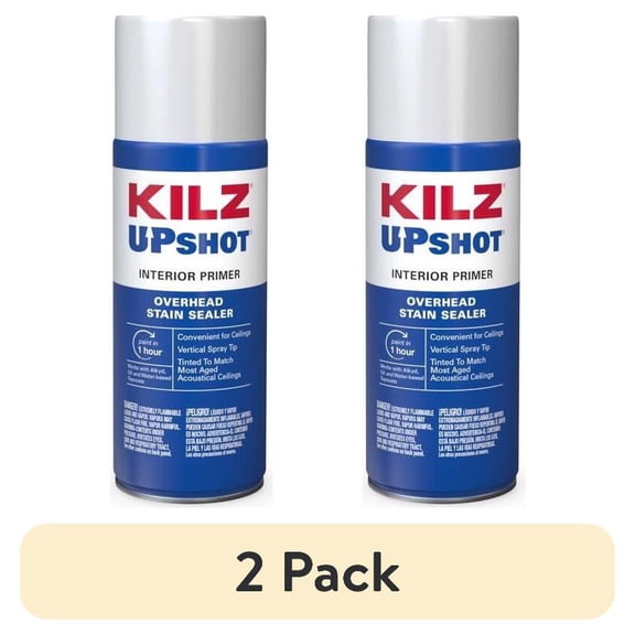 (2 pack) KILZ Upshot Interior Overhead Stain Sealer & Primer Spray, 10 Oz Aerosol