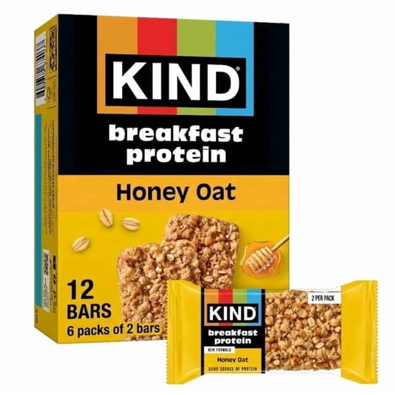 2 pack KIND Oats & Honey Breakfast Protein Bars, 6-Count, 1 Cardboard Box