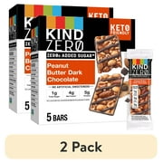 (2 pack) KIND ZEROg Added Sugar Bars, Keto Friendly Snacks, Peanut Butter Dark Chocolate, 5 Bars