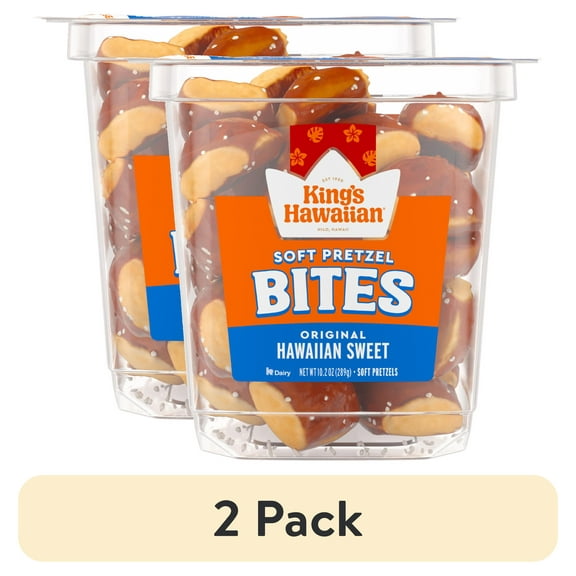 (2 pack) KINGS HAWAIIAN Original Hawaiian Sweet Soft Pretzel Bites 10.2 oz, Tub
