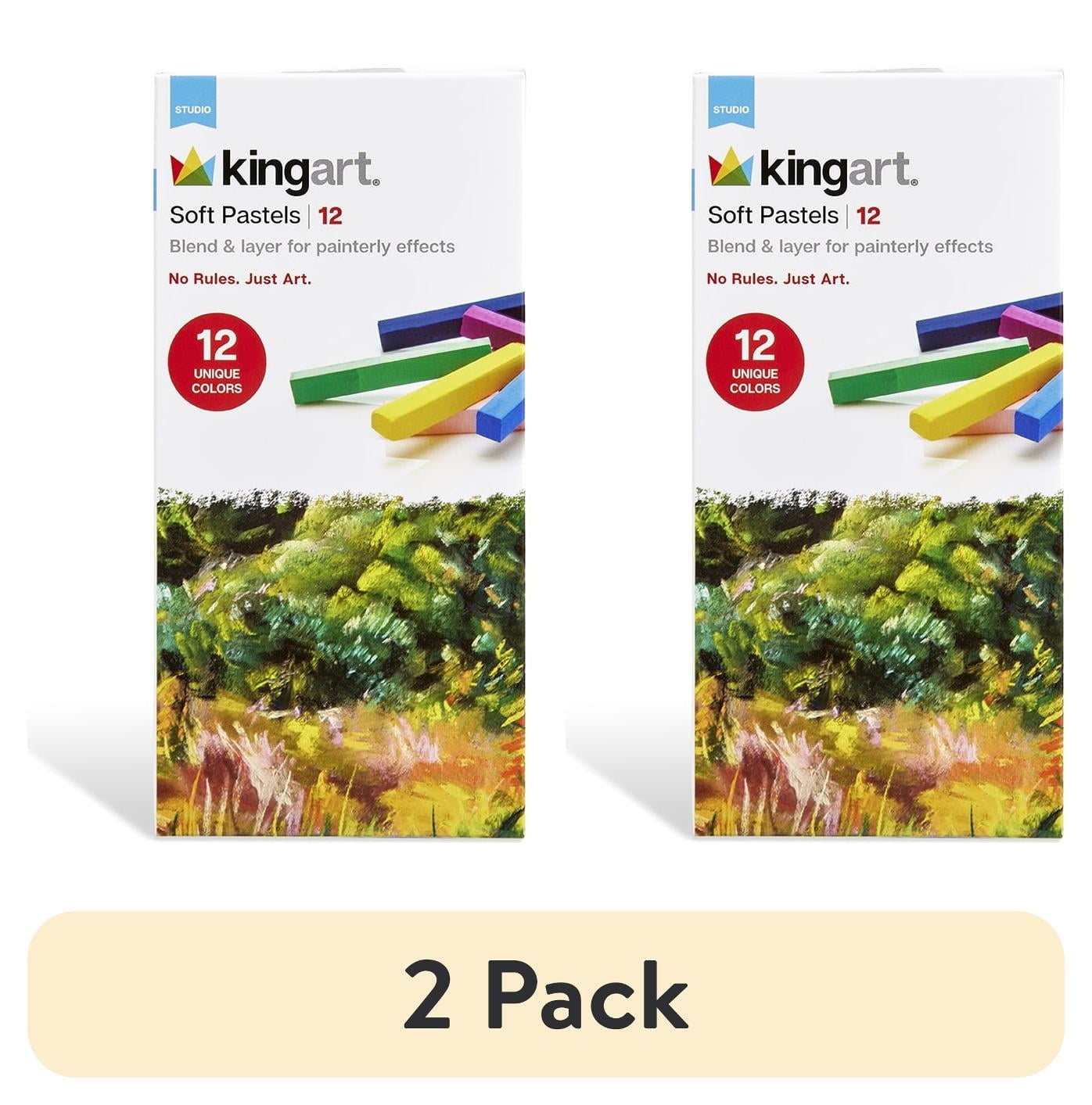 (2 pack) KINGART Soft Pastels Half Stick Set, 12 Vibrant Colors, Art Pastels for Artists