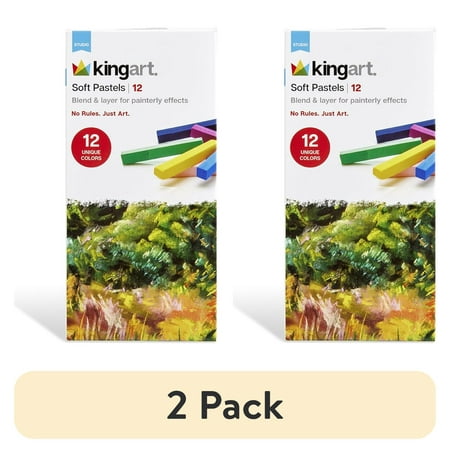 (2 pack) KINGART Soft Pastels Half Stick Set, 12 Vibrant Colors, Art Pastels for Artists