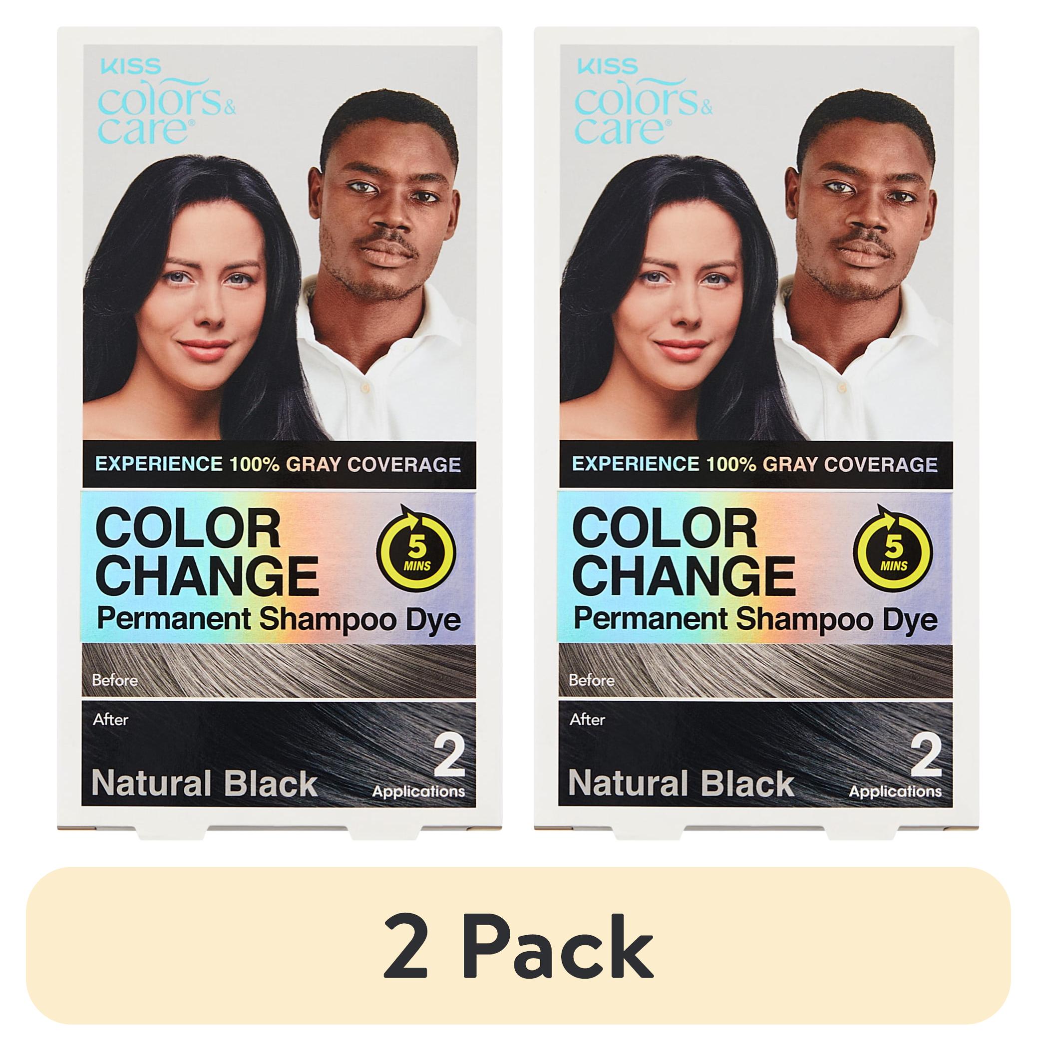2 pack) KISS Color Change Permanent Shampoo Dye, All-in-One Kit