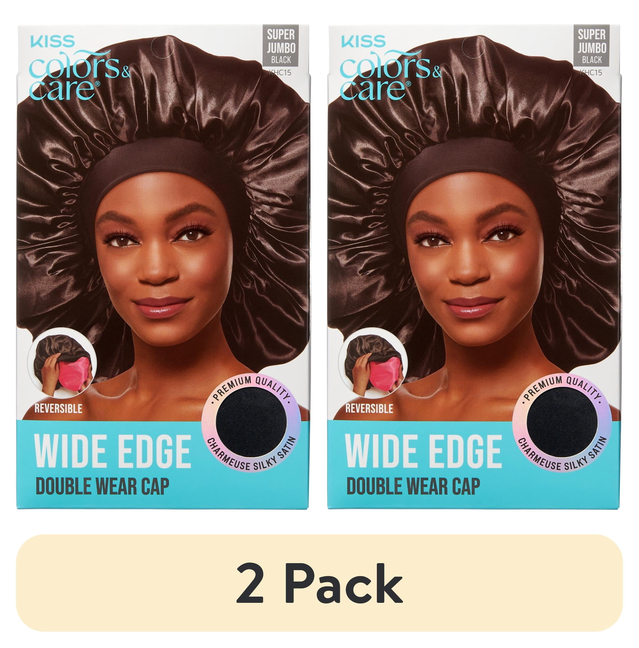2 pack) KISS Colors & Care Silky Satin Reversible Hair Bonnet Cap