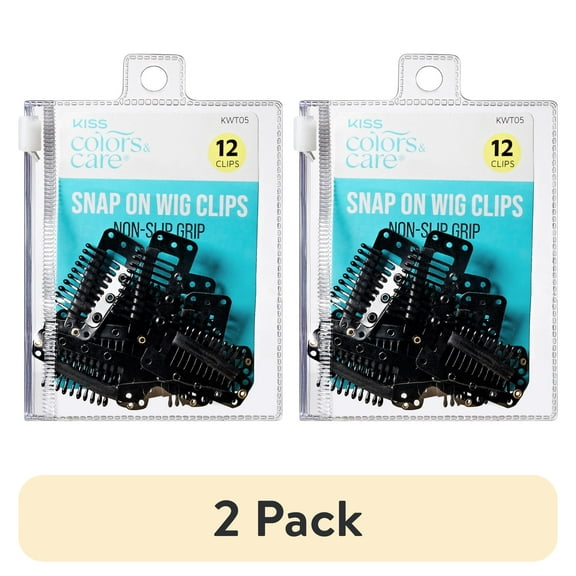 (2 pack) KISS Colors & Care Stainless Steel Non-Slip Snap-On Wig Clips, Age Group Adult, 12 Count