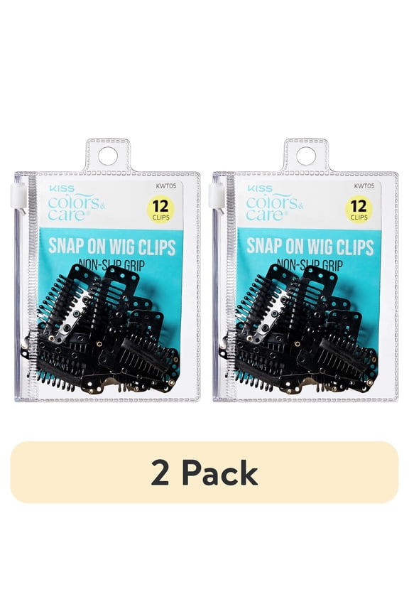 (2 pack) KISS Colors & Care Stainless Steel Non-Slip Snap-On Wig Clips, Age Group Adult,  12 Count