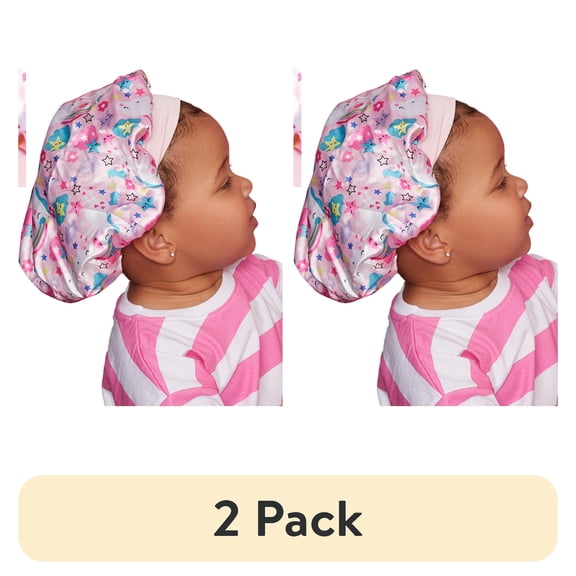 (2 pack) Kiss Colors & Care Toddler Silky Satin Bonnet, 12-36 Mos. Pink Unicorn