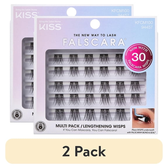 (2 pack) KISS FALSCARA Collection DIY Eyelash Extensions Multipack, Lengthening Wisps, 30 Ct.