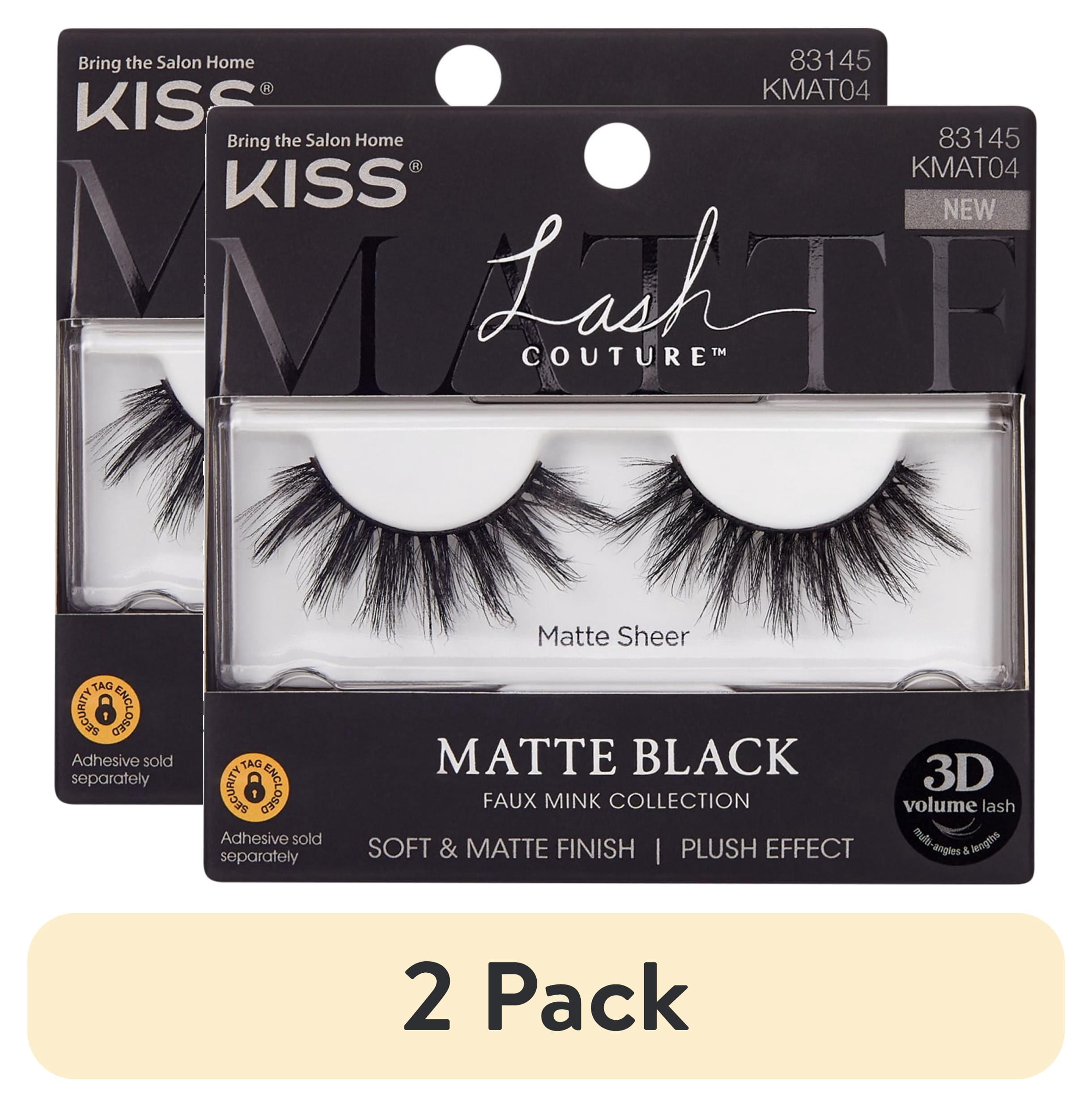 (2 pack) KISS Lash Couture Matte Black Faux Mink, Matte Sheer, False Eyelashes