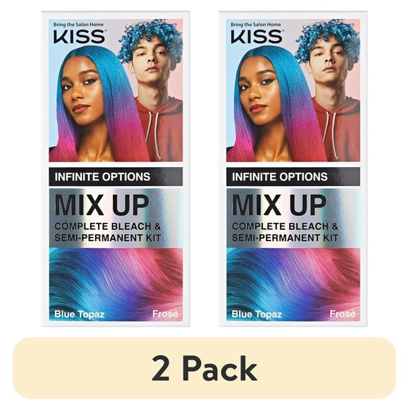 (2 pack) KISS Mix Up Complete Bleach & Semi-Permanent Hair Color Kit - Frose & Blue Topaz