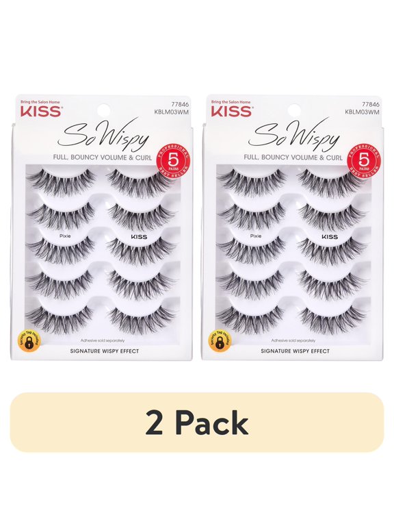 (2 pack) Kiss So Wispy False Eyelashes Multipack, Style 'Pixie', 5 Pairs Strip Lashes