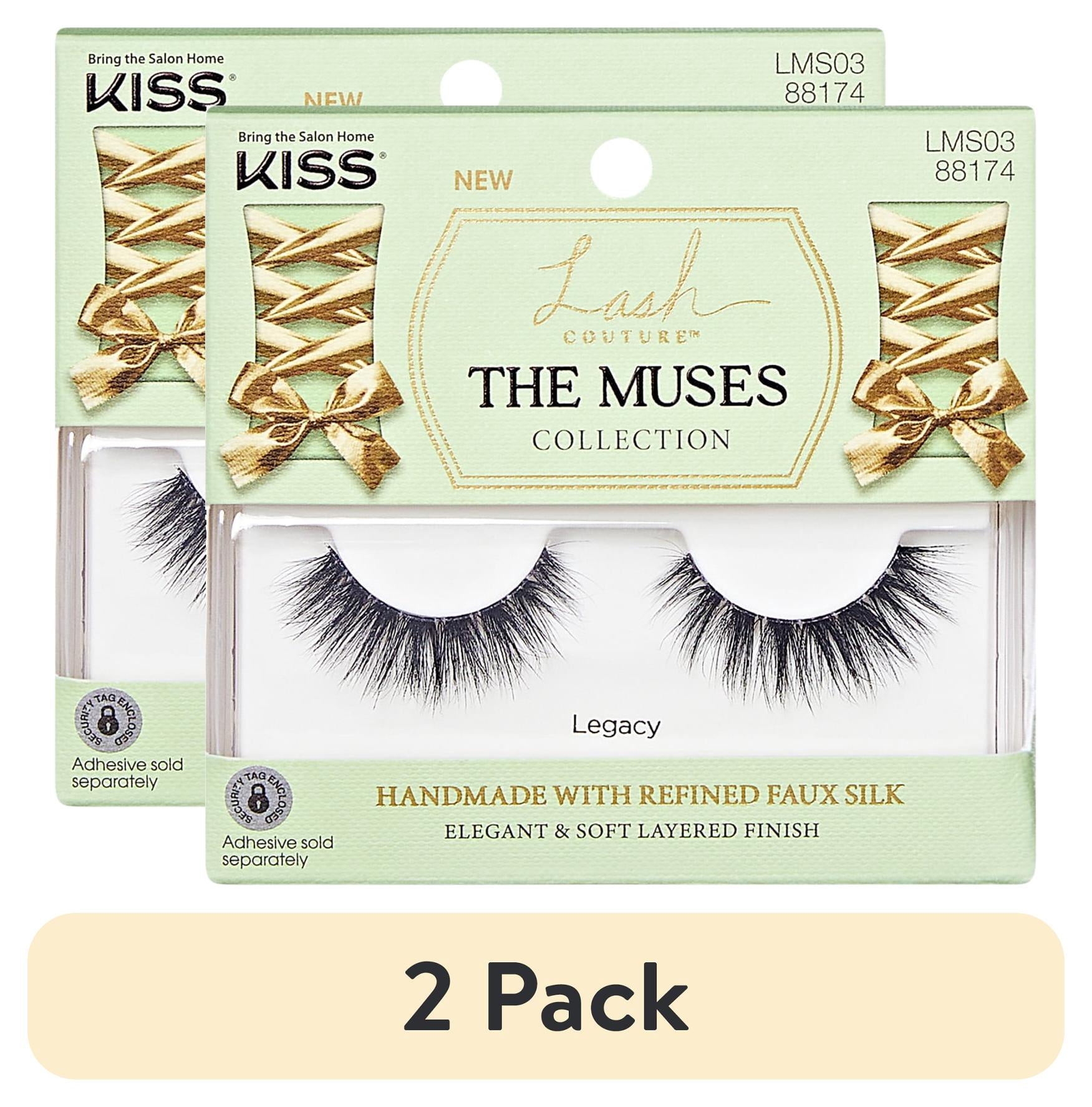 (2 pack) Kiss Lash Couture the Muses False Eyelashes, Strip Lashes, Legacy, Black, 12mm, 1 Pair