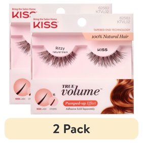 (2 pack) Kiss True Volume 100% Human Hair False Eyelashes, Style &lsquo;Ritzy&rsquo; - 1 Pair Strip Lashes