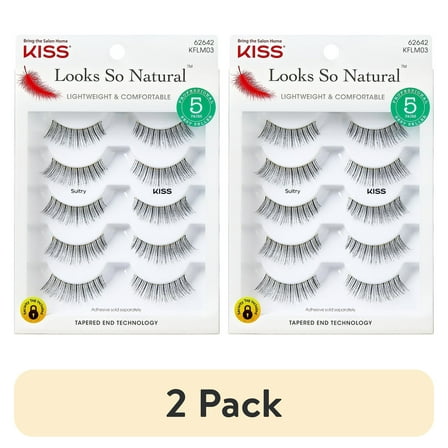 (2 pack) KISS Looks So Natural False Eyelashes Multipack, 'Sultry', 12mm, 5 Pairs Strip Lashes