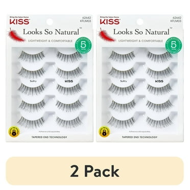 (2 pack) KISS USA Looks so Natural Multipack Lashes - Sultry False Eyelashes, 5 count