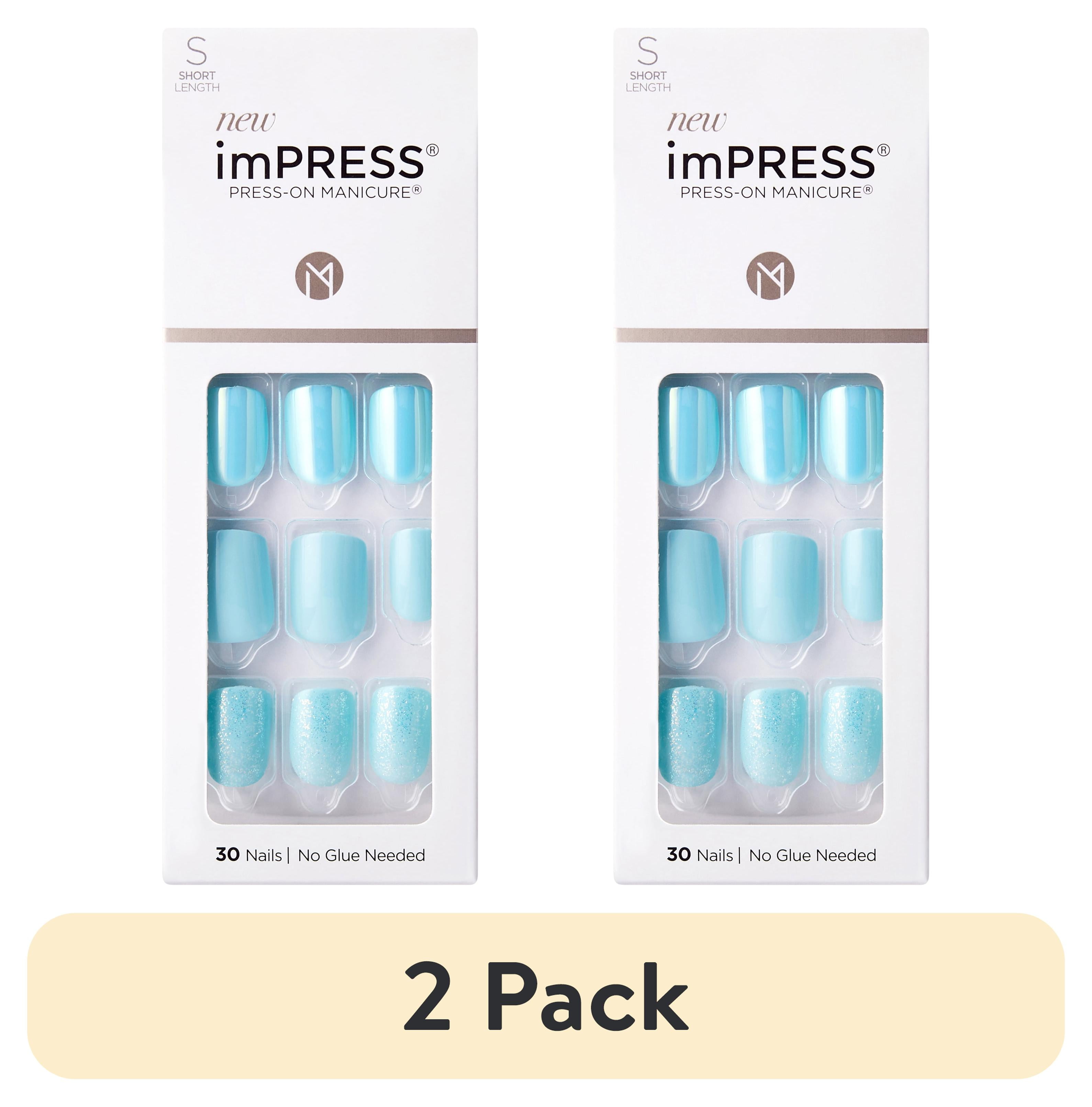 (2 pack) KISS imPRESS Press-on Manicure Fake Nails, ‘Rain Check’, 30 Count