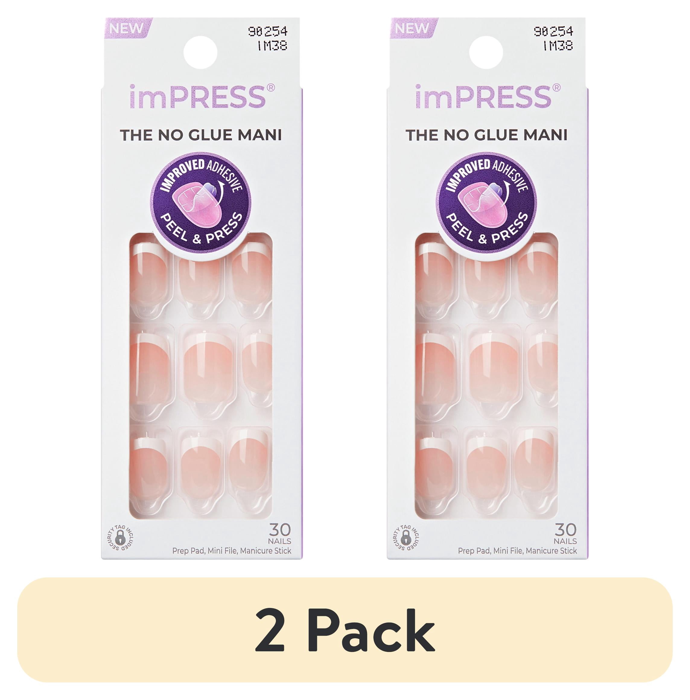 (2 pack) Kiss Impress French Tip Press On Nails, ‘Chic French ‘, White, Short Squoval, 30 Count