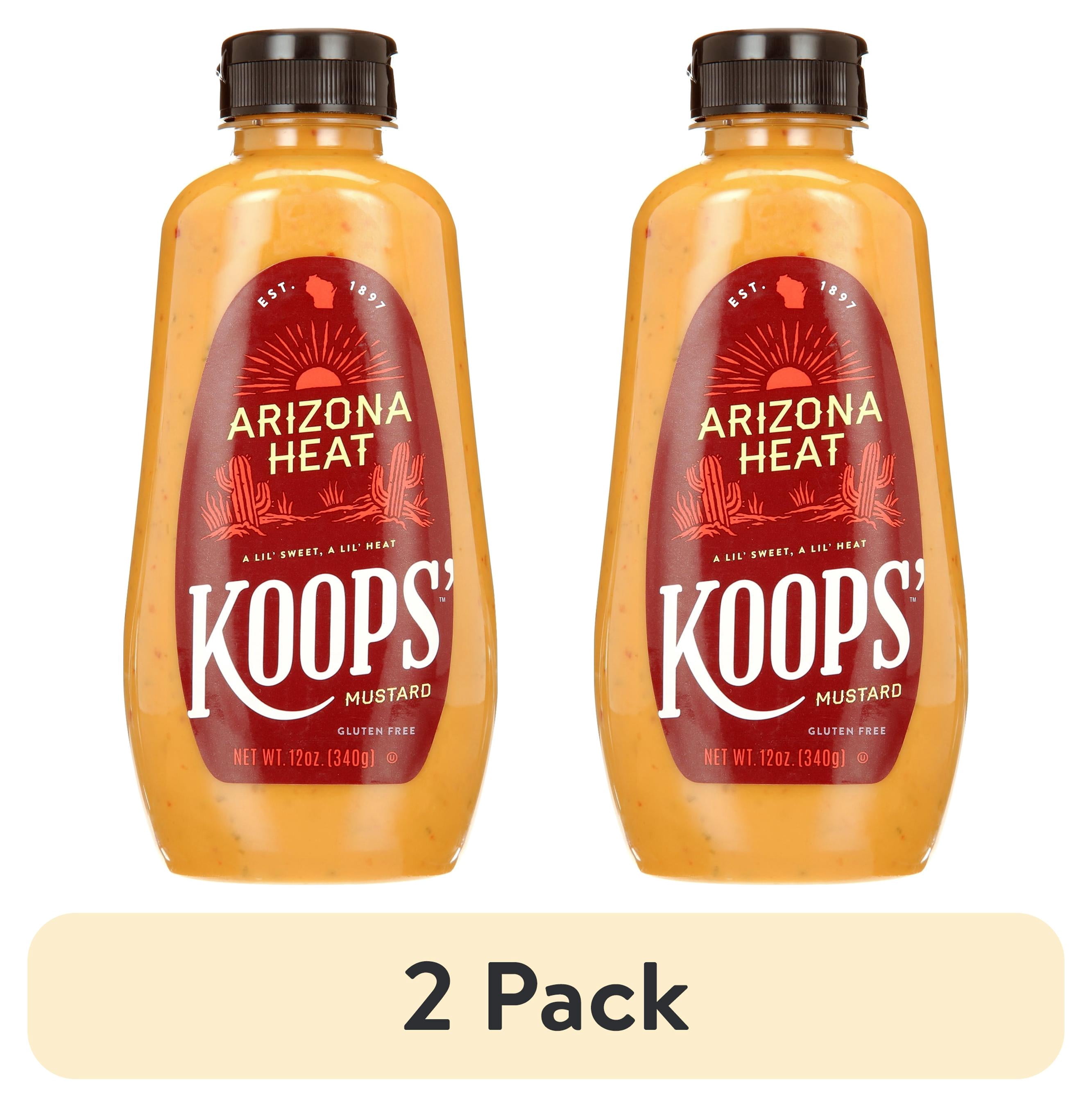 (2 pack) Koops' Sweet Hot Arizona Heat Mustard Squeeze Bottle, 12 oz