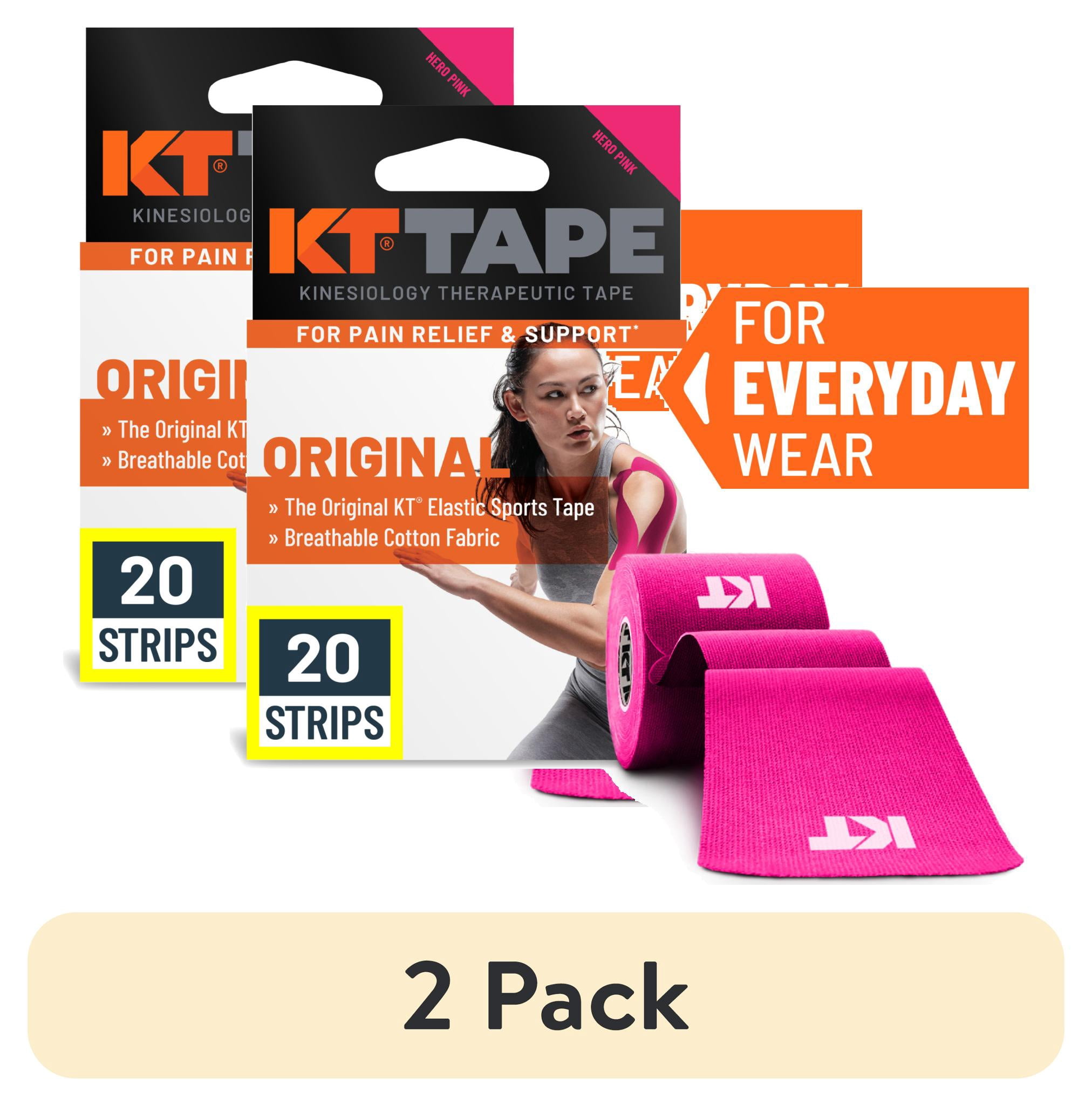 (2 pack) KT Tape Original Cotton Kinesiology Tape, Pink, 20 Precut Strips