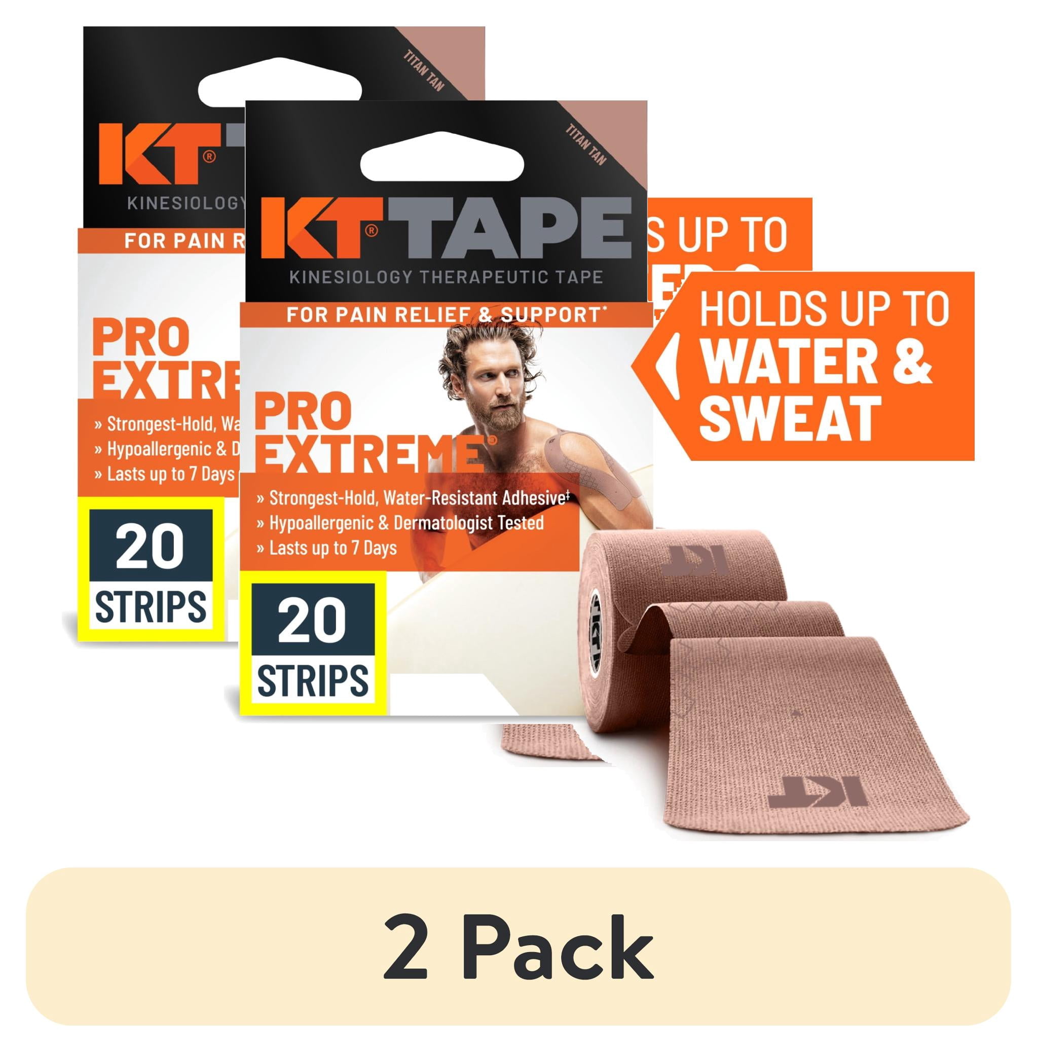 (2 pack) KT Tape Pro Extreme High Strength Kinesiology Tape, Titan Tan, 20 Precut Strips